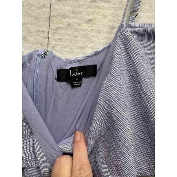 Y2K Blue Gingham Wrap Front Dress Off the Shoulders Size Med Pockets Fairy Lined - Picture 5 of 11